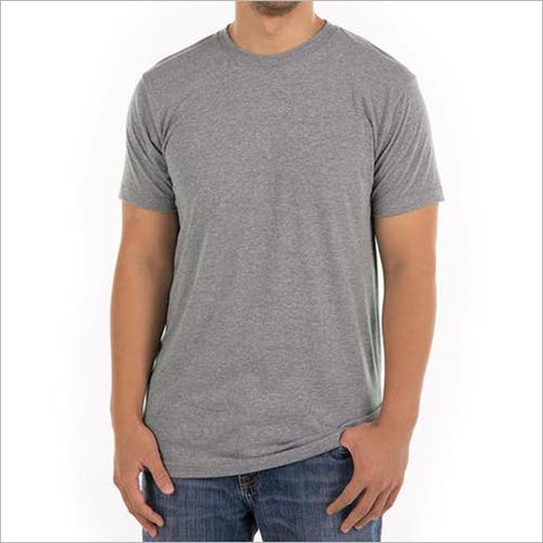 Grey Round Neck Cotton T-shirt